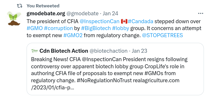 Chủ tịch CFIA 🇨🇦 Canada từ chức vì tham nhũng GMO 2.0